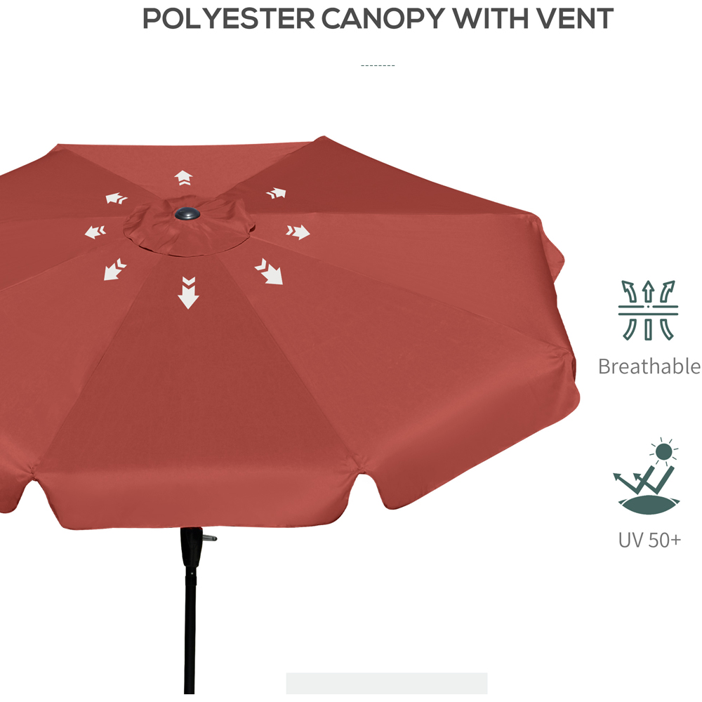 Outsunny Wine Red Crank and Tilt Parasol with Ruffles 2.66m Image 6