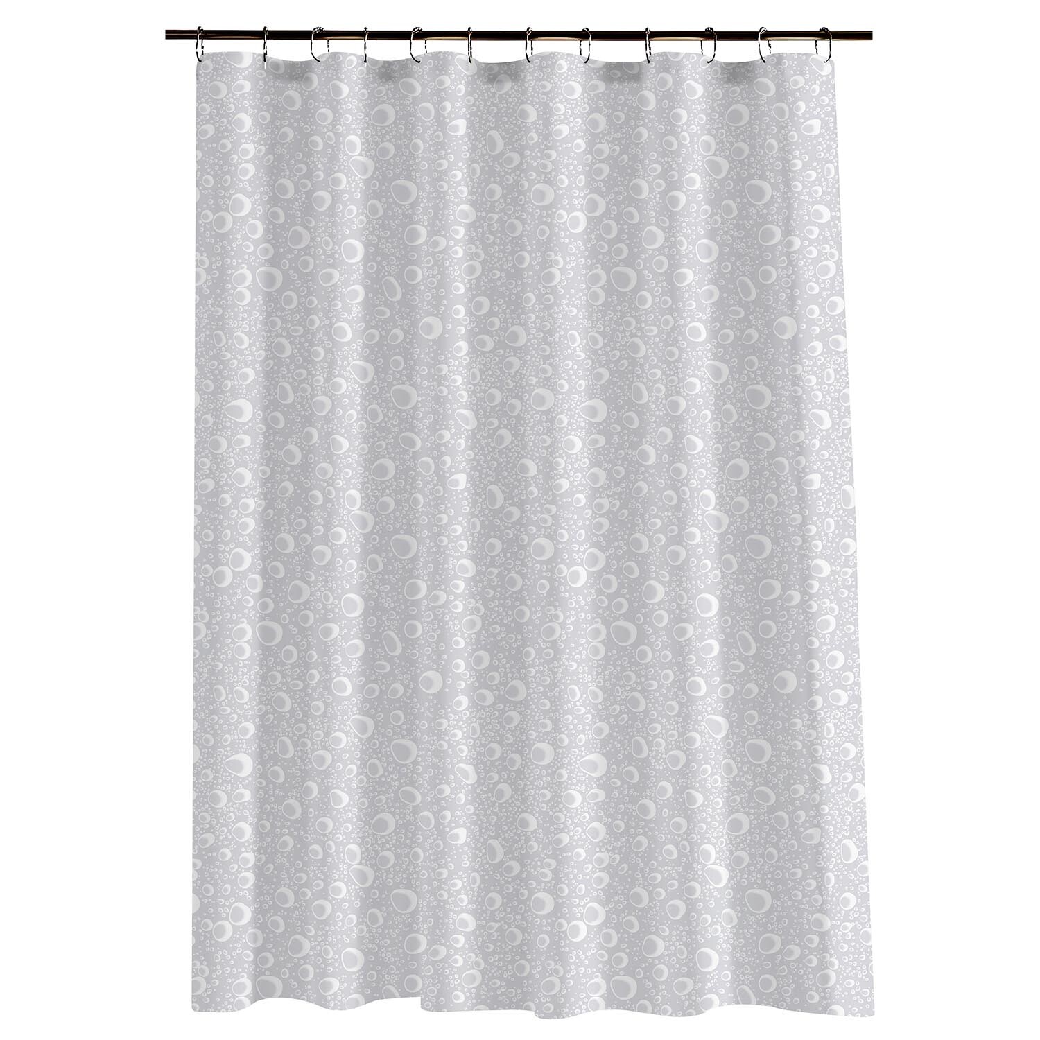 AURA Bathroom Grey Bubbles Shower Curtain 180 x 180cm Image 2