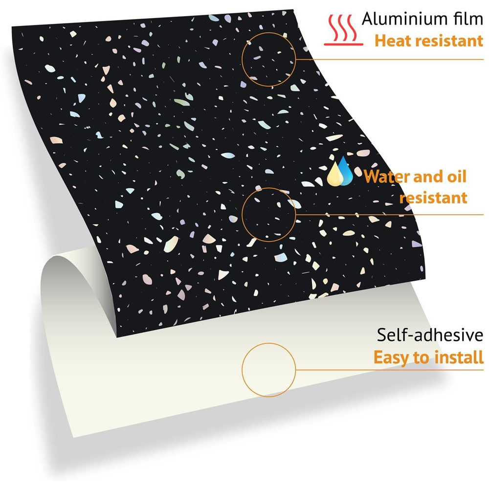 Walplus Terrazzo Glitter Black Holographic Wall Tile Sticker 15 x 15cm 48 Pack Image 4