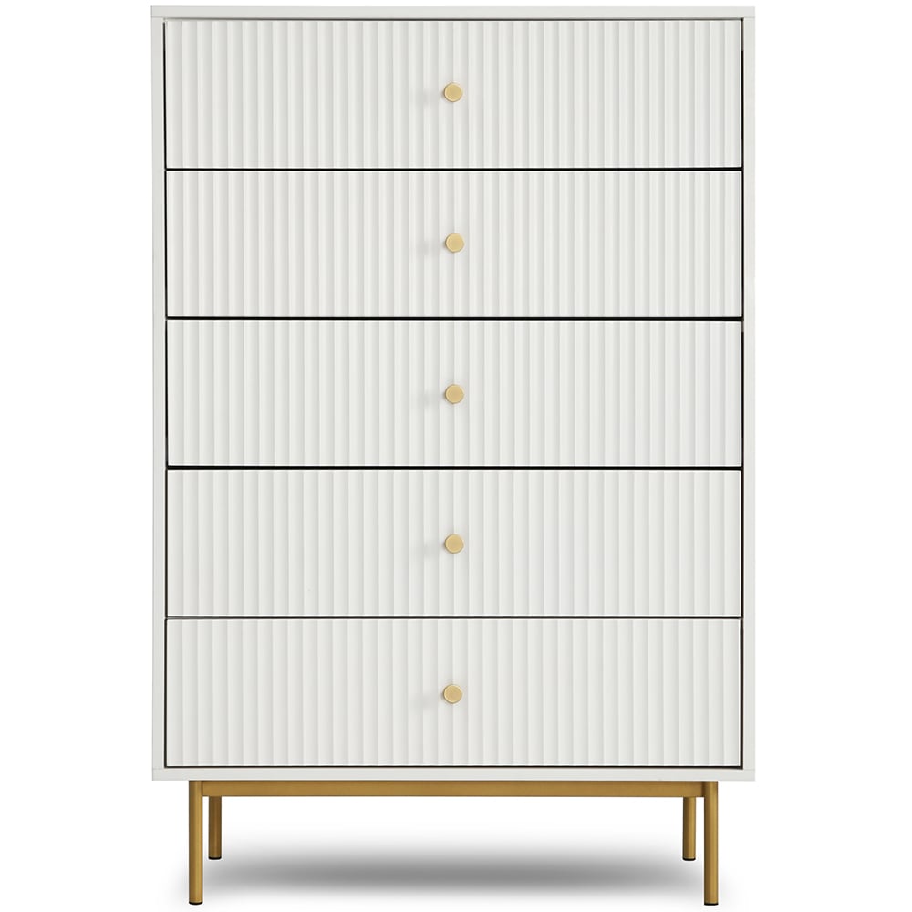 Devon 5 Drawer White Chest of Drawers Image 2