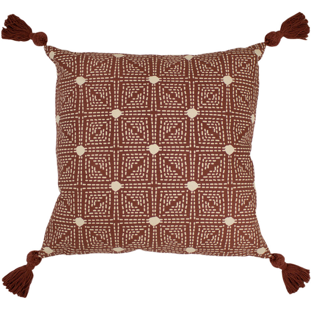 furn. Chia Red Clay Tufted Cotton Cushion Image 2