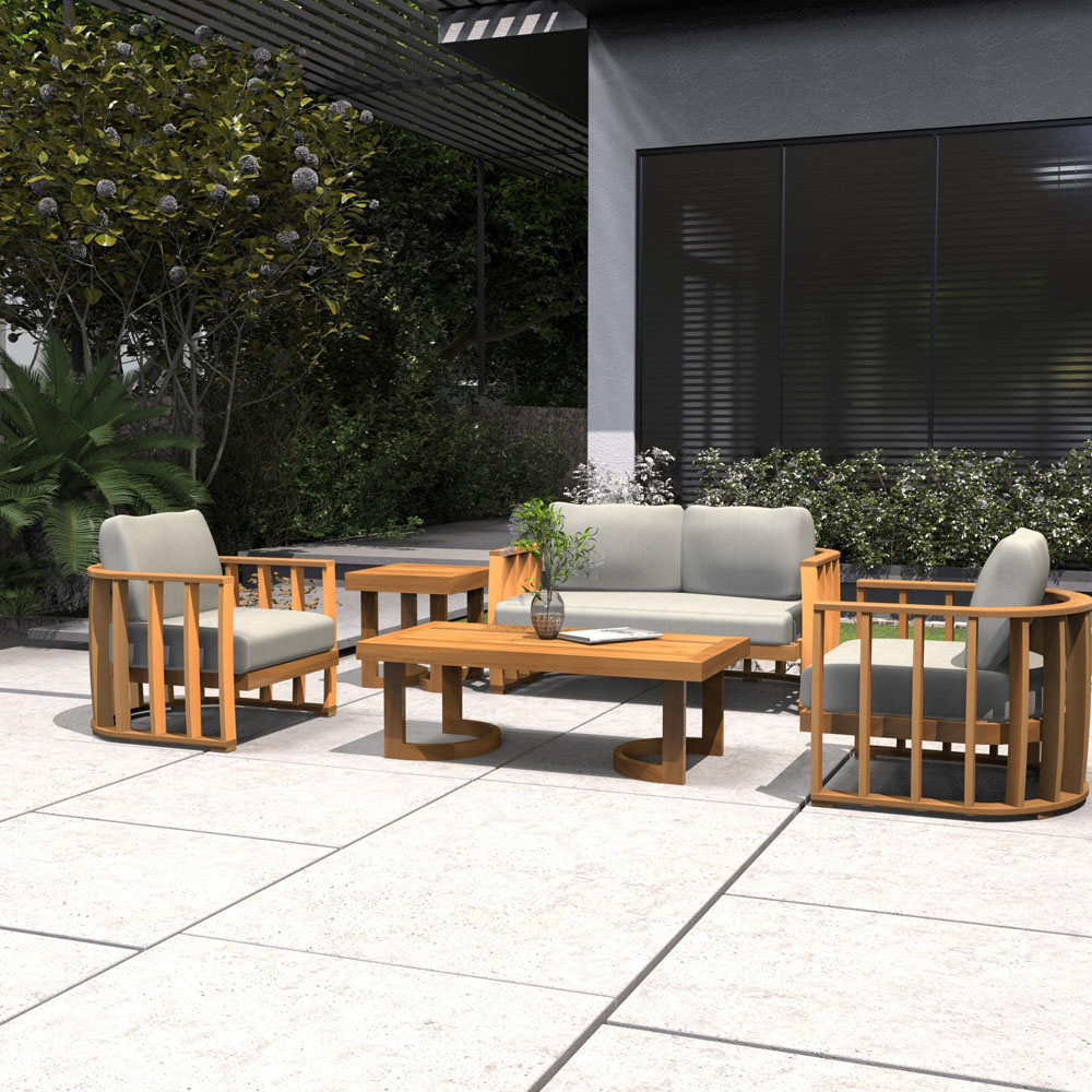 Direct Wicker 5 Piece Wooden Garden Furniture Set Image 3