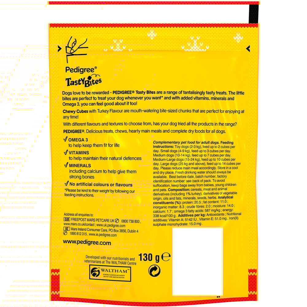 Pedigree Tasty Minis Turkey Flavour Chewy Adult Dog Treat 130g Image 2
