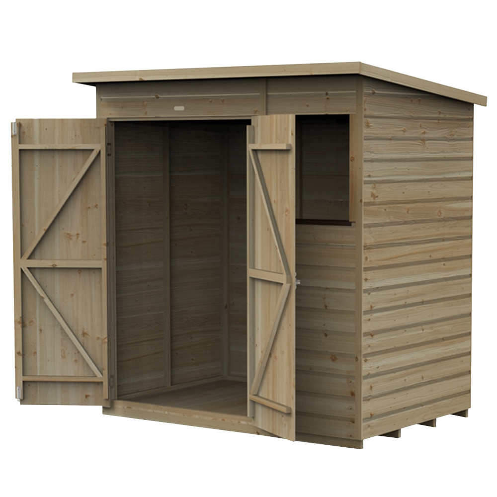 Forest Garden 6 x 4ft Beckwood Double Door 1 Window Pent Shed Image 1