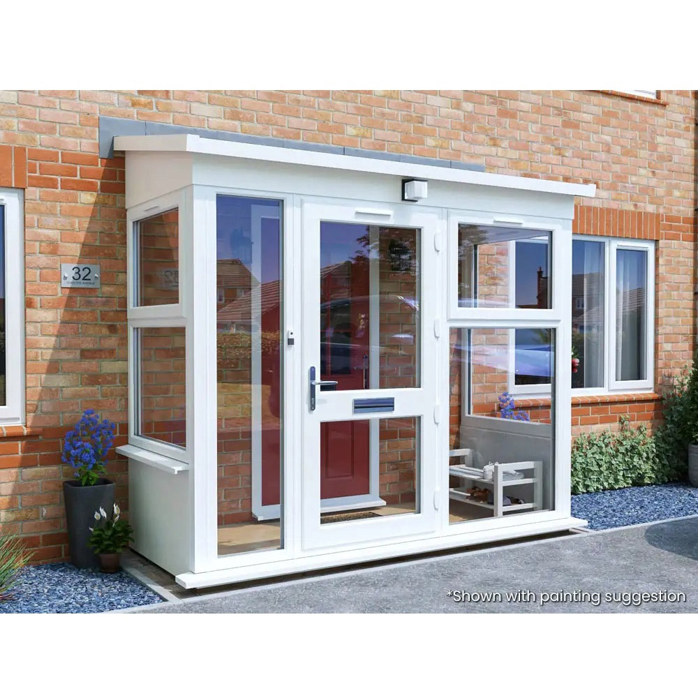 Dunster House Composite AddPorch White uPVC Superfelt Right Hand Door and Windows 2500 x 1000mm Image 4