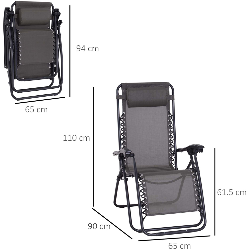 Outsunny Grey Zero Gravity Folding Recliner Chair Image 8
