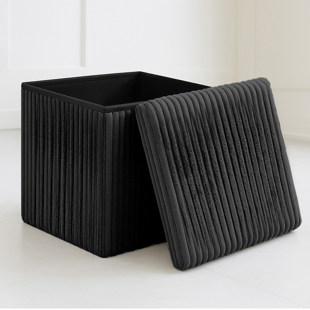 Homerepublic Black Boucle Fabric Foldable Storage Box 38 x 38cm Image 3