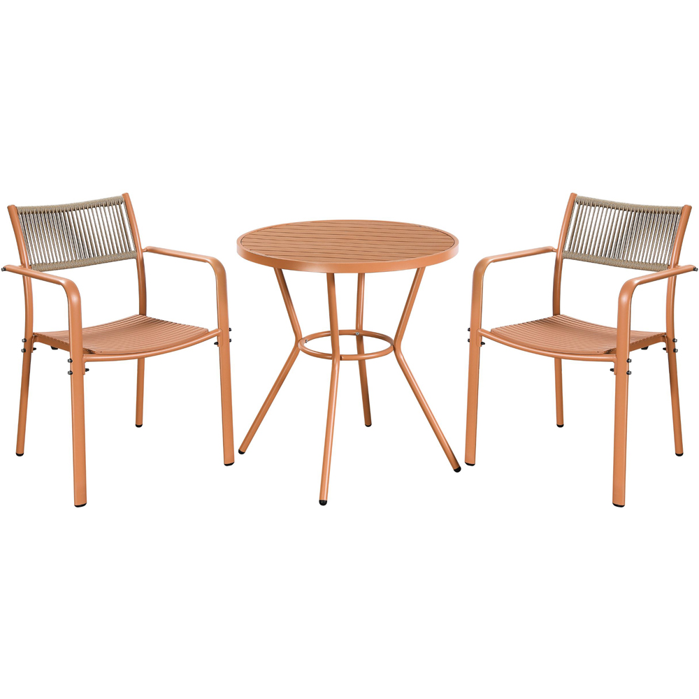 Core Products 2 Seater Terracotta Rope Back Effect Round Plastic Table Garden Bistro Set Image 2