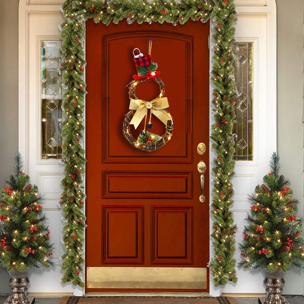 Living and Home Snowman Grapevine LED Wreath 40cm Image 5