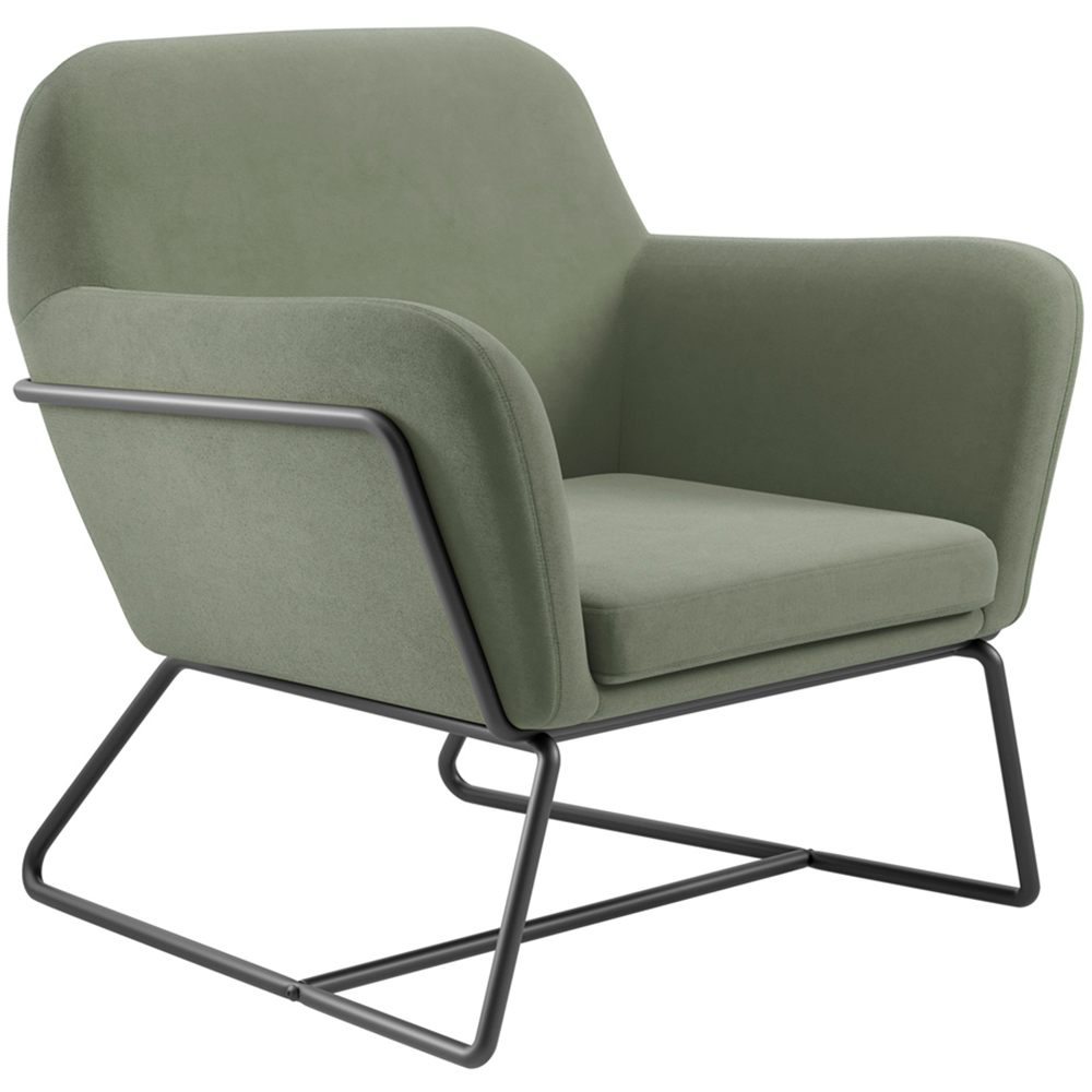 Charles Matte Black and Sage Velvet Armchair Image 2