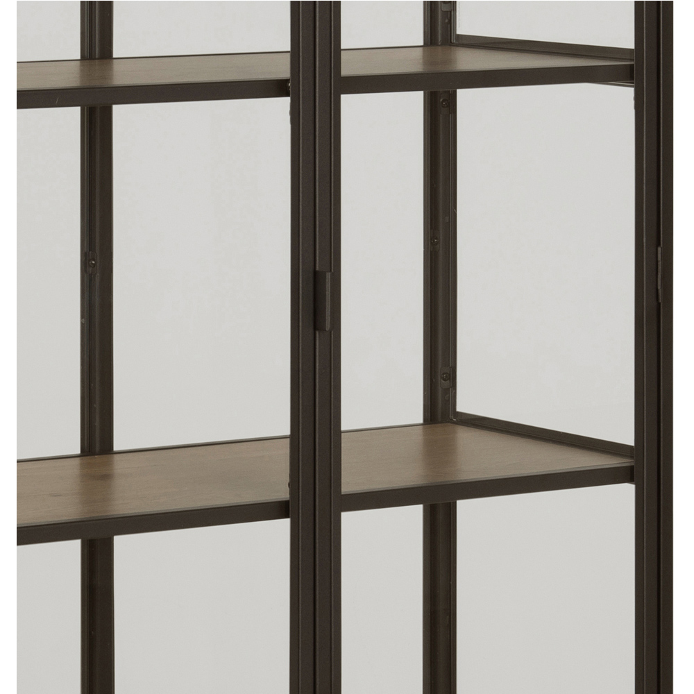 Florence Seaford 2 Glass Door Black and Oak Display Cabinet Image 8