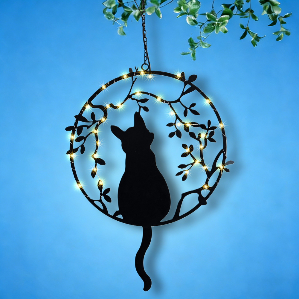 Avilo Hanging Cat Solar Garden Ornament Image 6