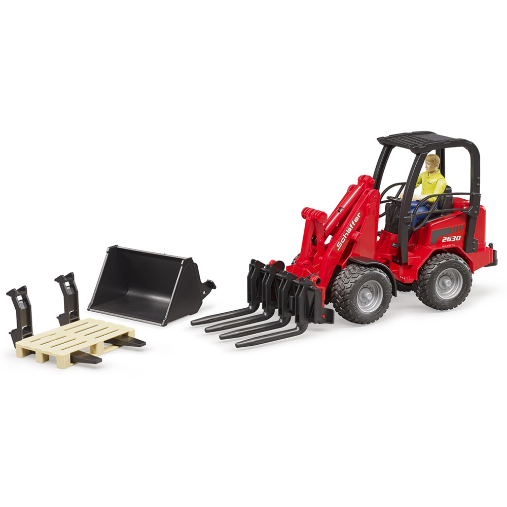 Bruder Kids Schaffer 2630 Compact Loader Playset Model with Driver Figure and Accessories Image 6