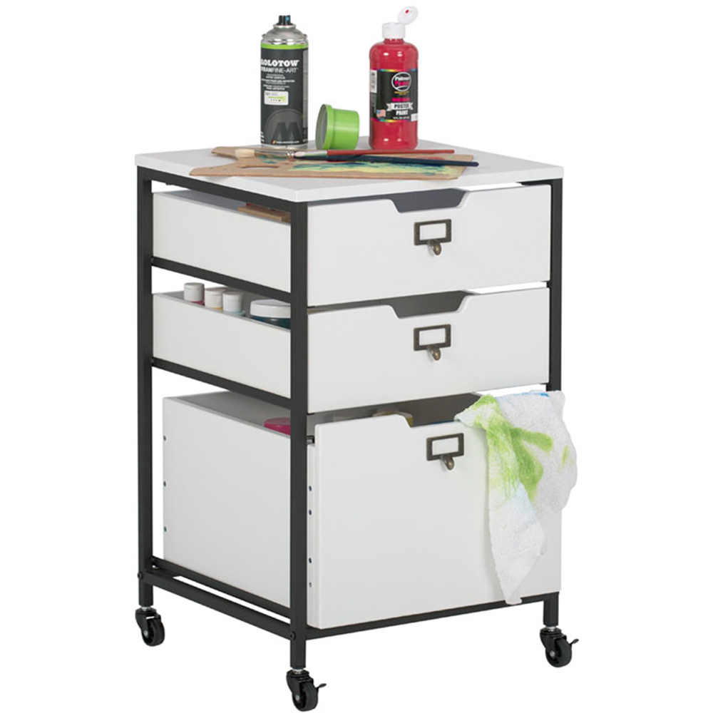 Sewing Online 10223 3 Drawer White with Black Frame Mobile Storage Organiser Image 5