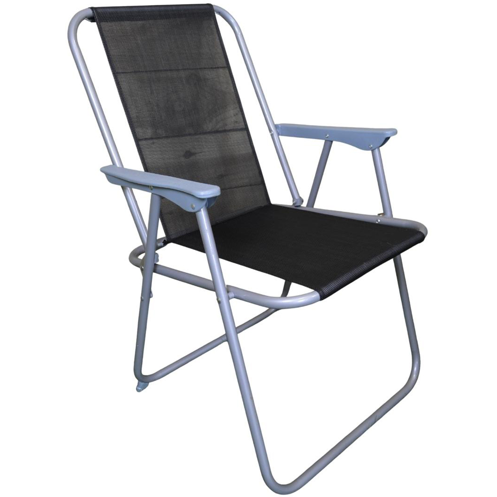 Samuel Alexander Grey and Black Foldable Garden Chair Image 2