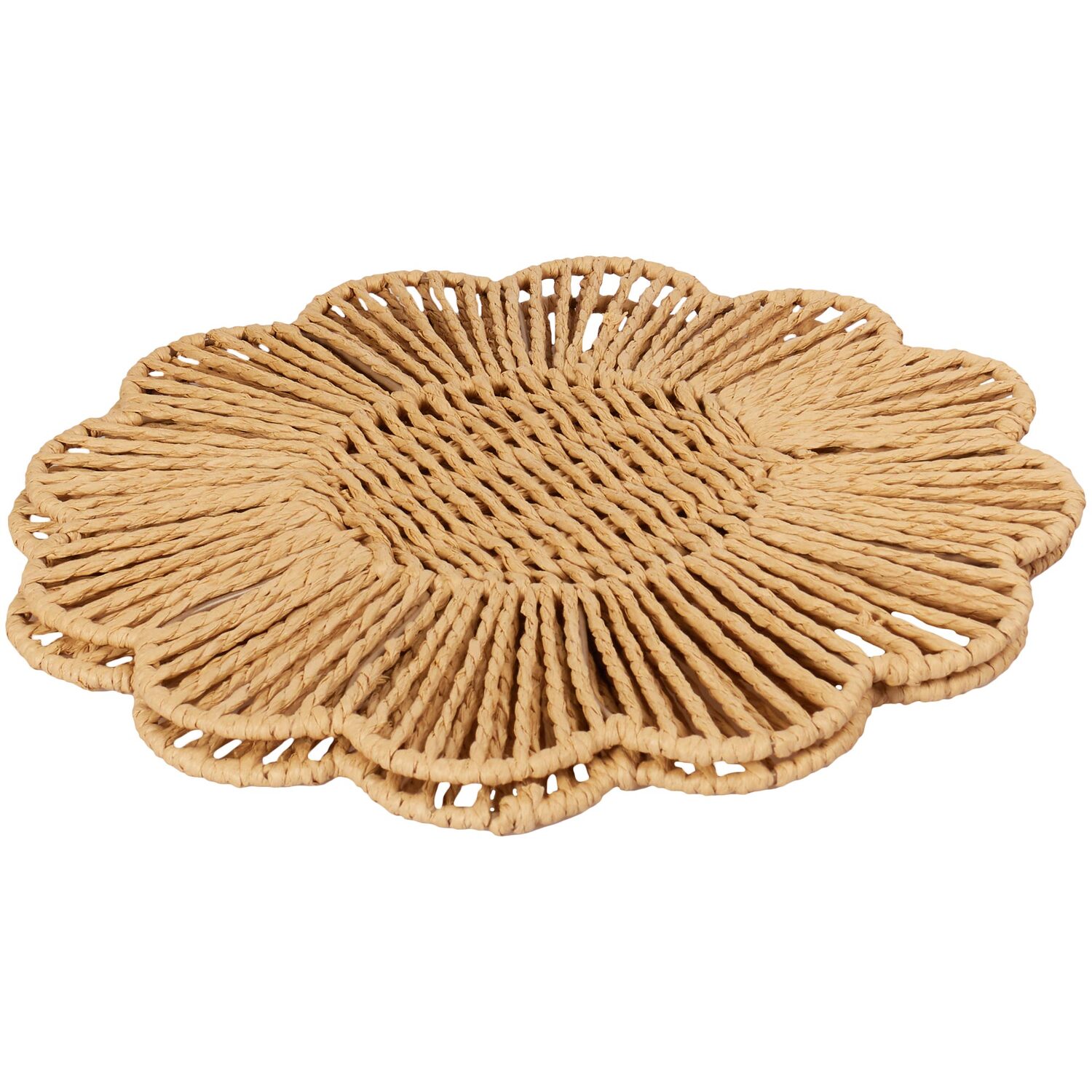 Pack of 2 Paper Rope Flower Placemats - Natural Image 3