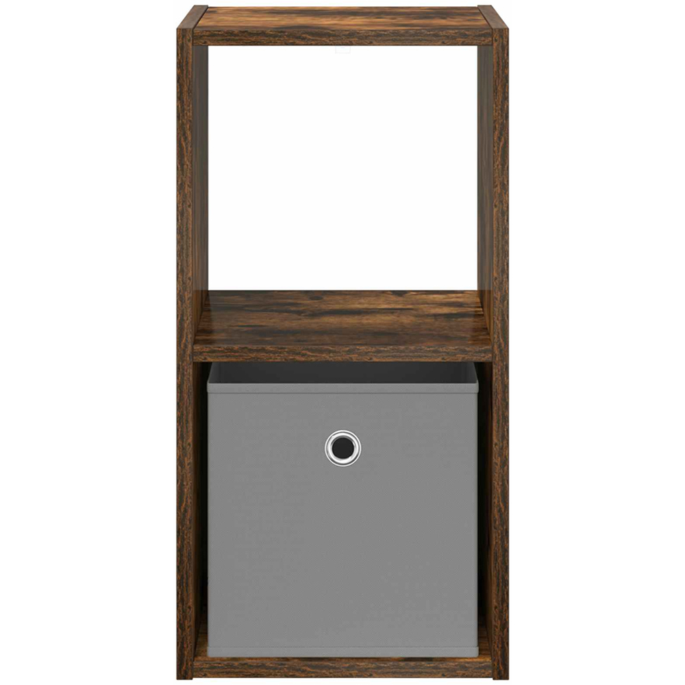 vidaXL Single Drawer Single Shelf Smoked Oak Wooden Bedside Table Image 4