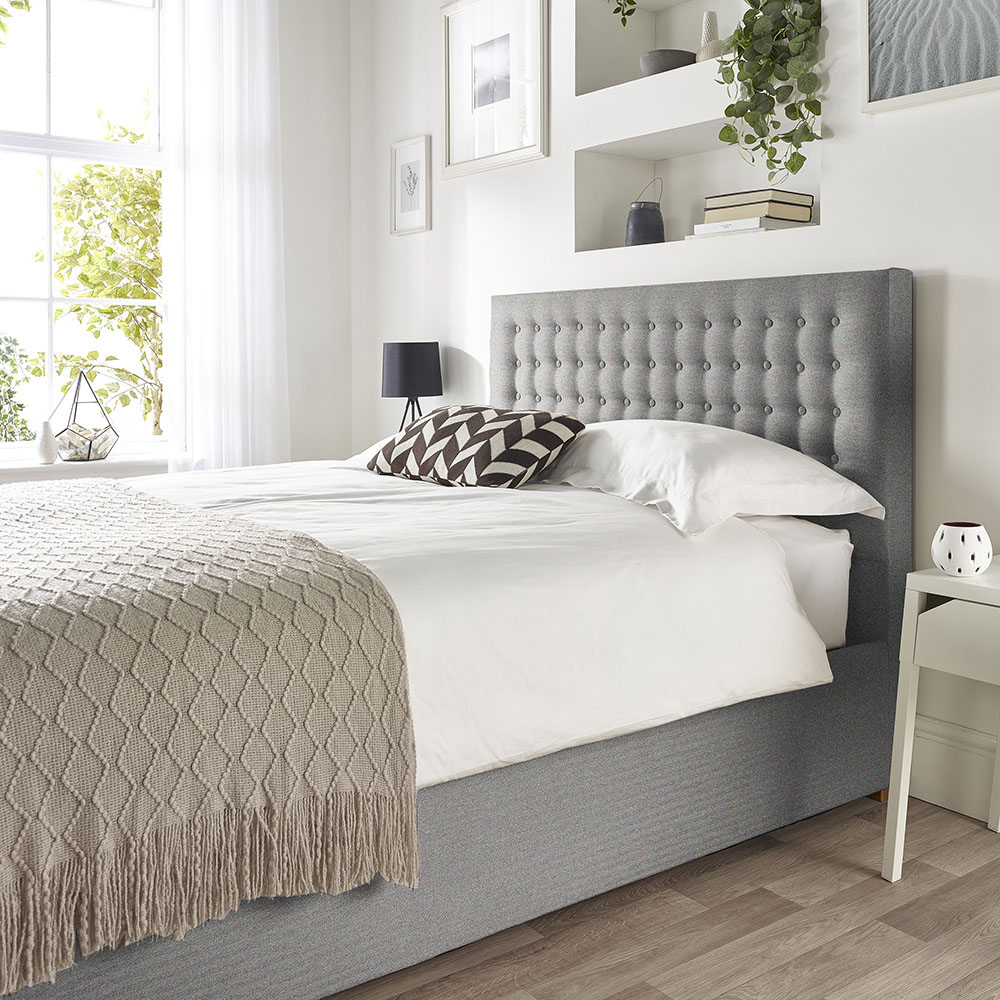 Catherine Lansfield Opulence Double Grey Twill Ottoman Bed Image 5