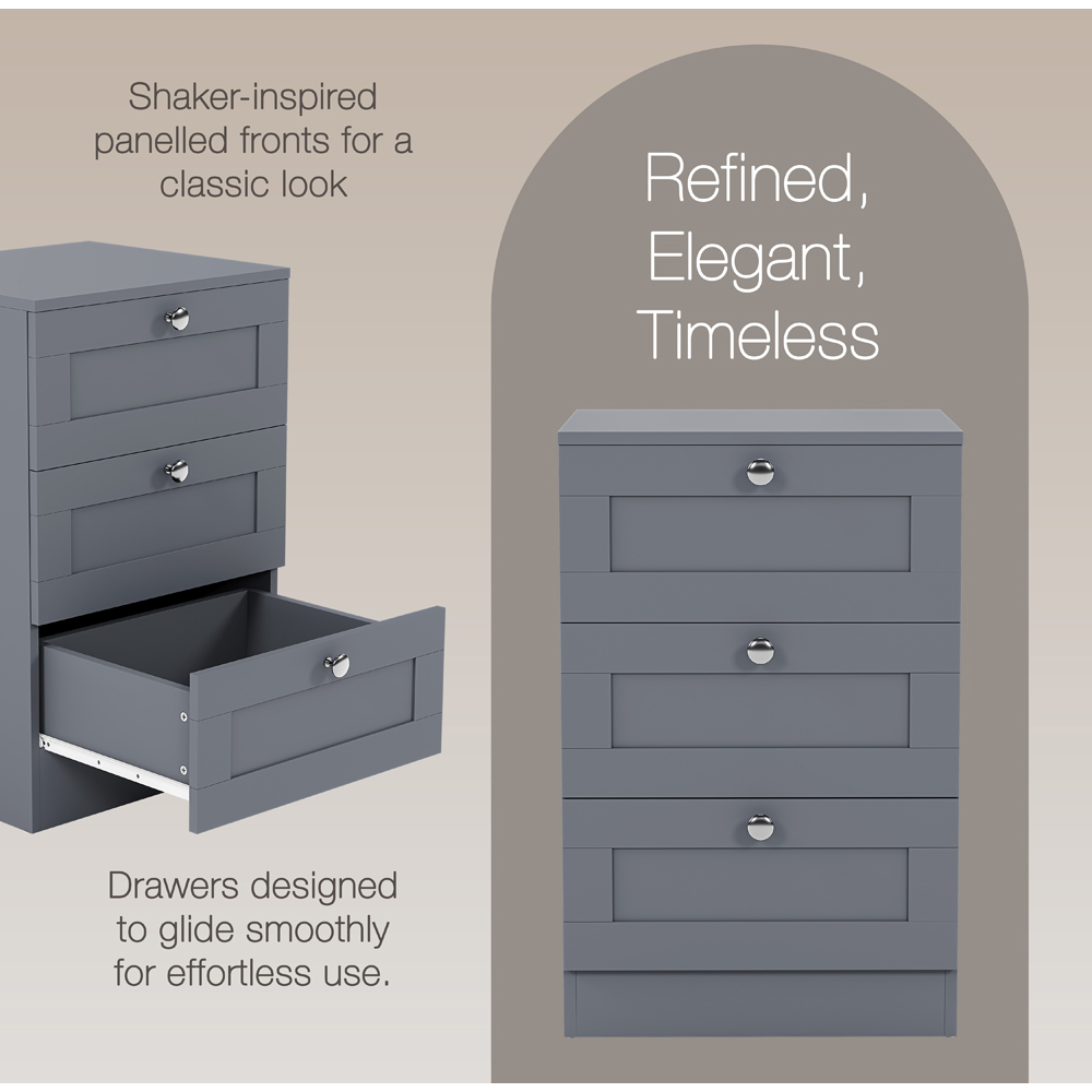 VIDA DESIGNS Altino 3 Drawer Grey Shaker-Style Bedside Chest Set of 2 Image 6