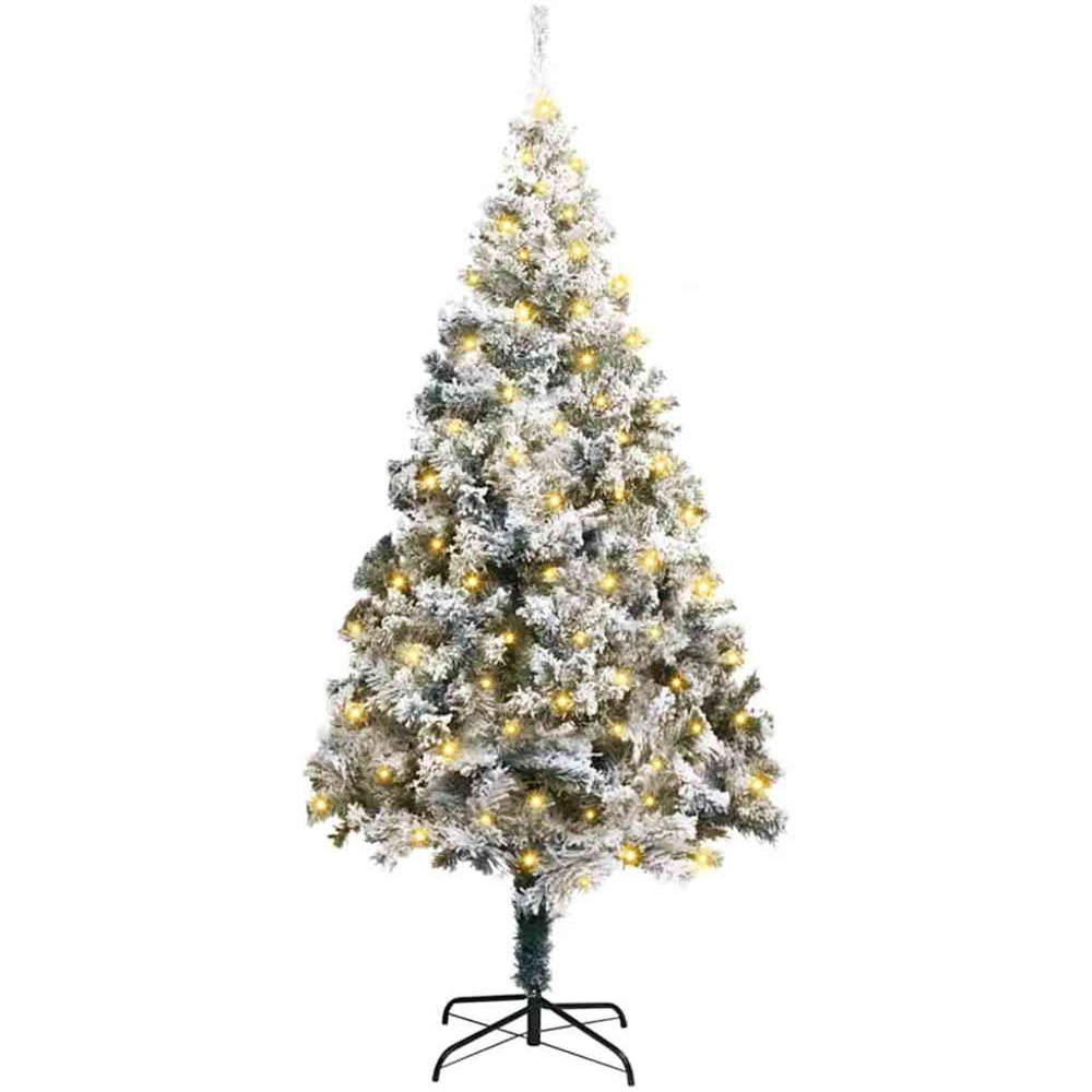 vidaXL Pre-Lit White Artificial Christmas Tree 6ft Image 1
