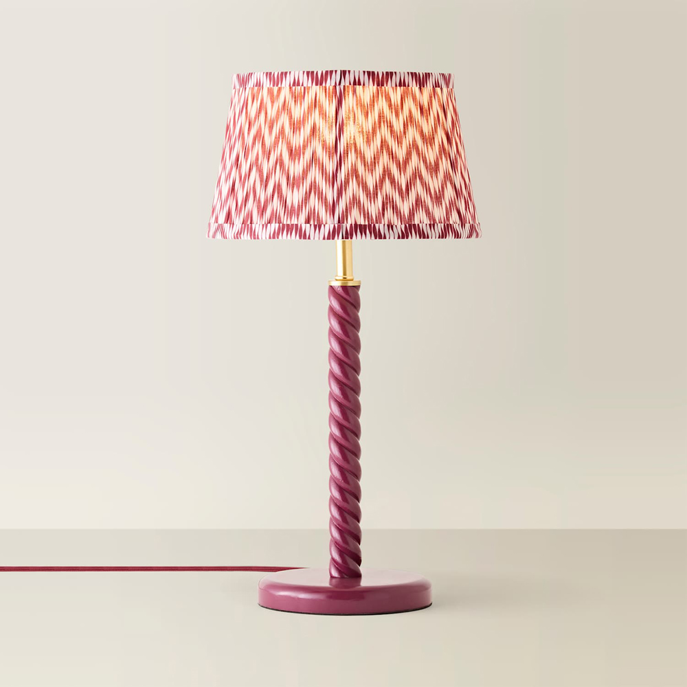 ValueLights Amara Pink Chevron Pleated Shade Pink Twist LED Table Lamp with Bulb Image 3