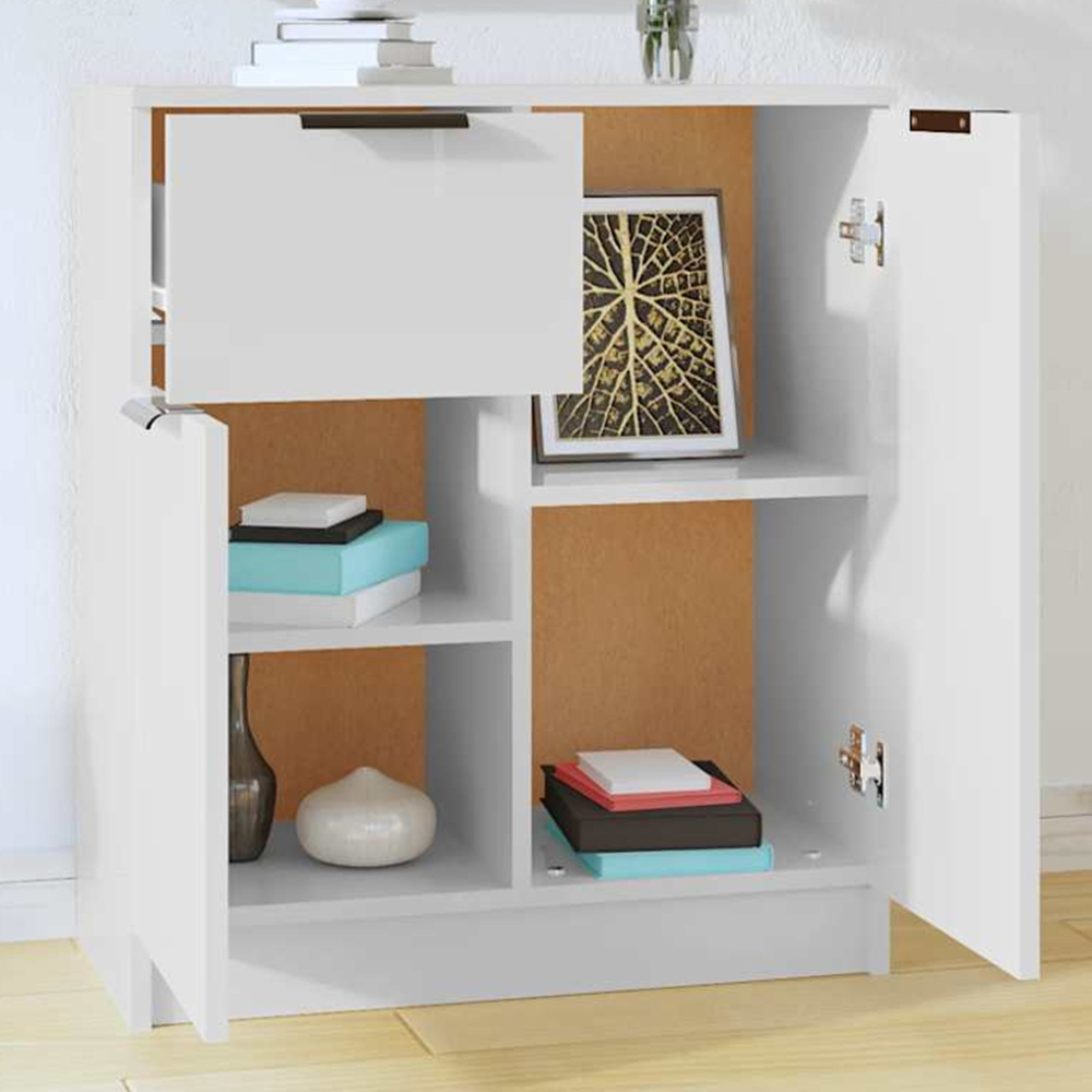 vidaXL 2 Door Single Drawer White Sideboard Image 1