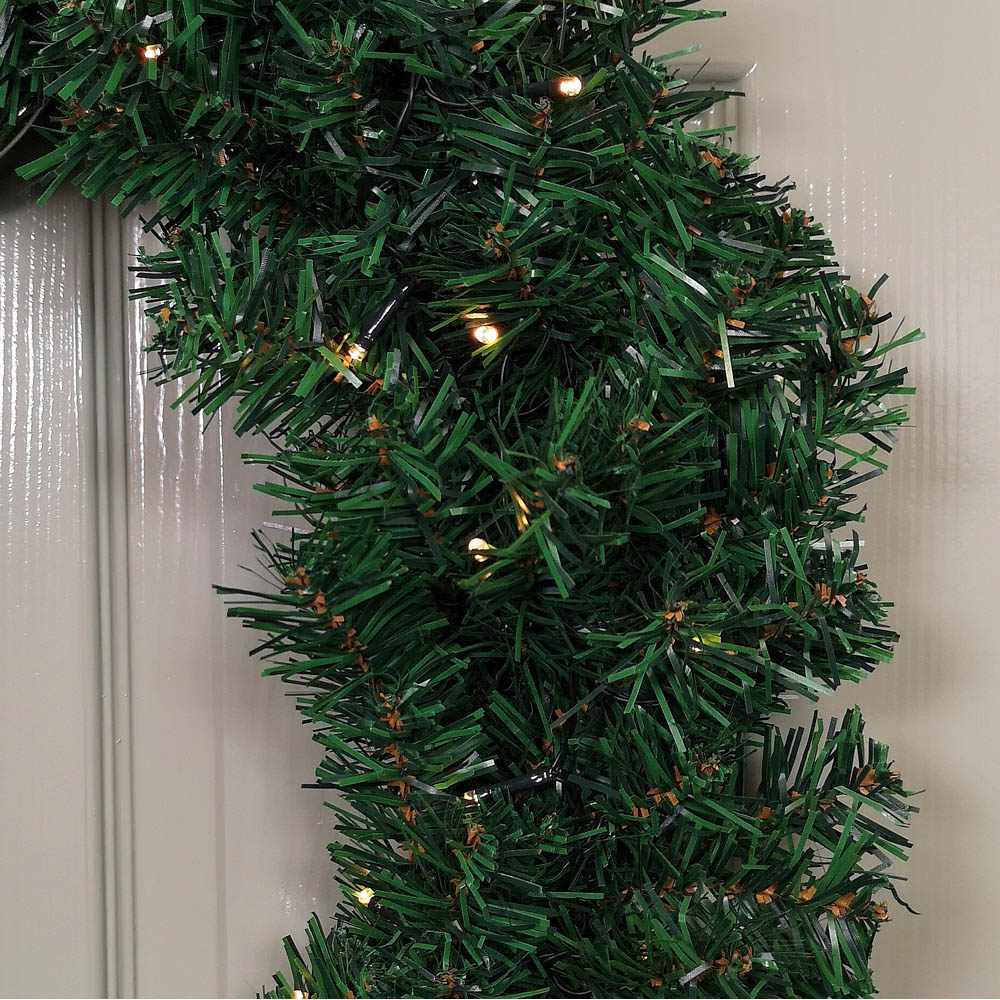 Samuel Alexander Warm White LED Pre Lit Christmas Wreath Green 60cm Image 5