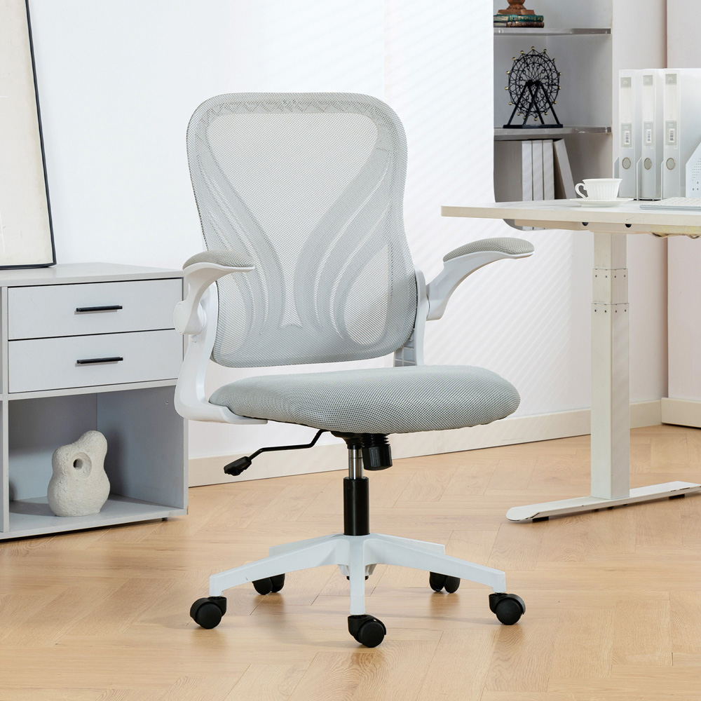 Portland Grey Mesh Height Adjustable Foldable Swivel Office Chair Image 1