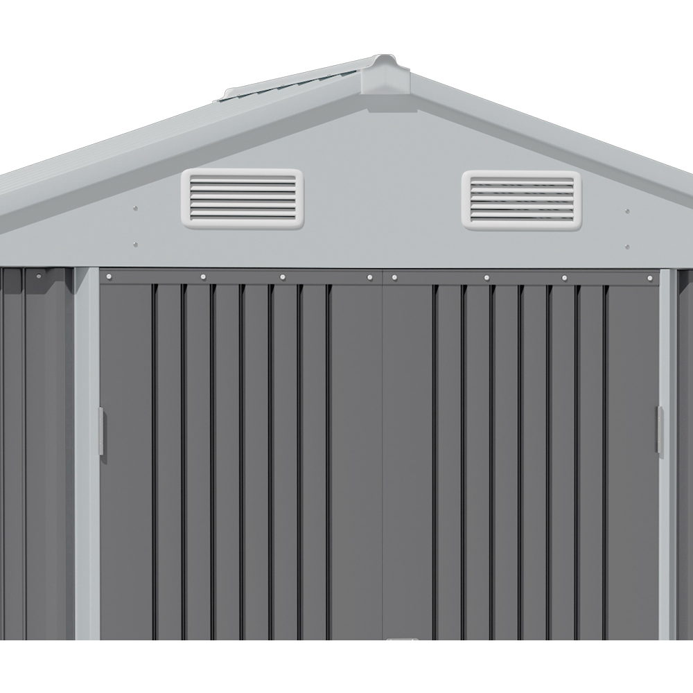 Living and Home 6 x 8ft Grey and White Metal Apex Garden Storage Shed Image 3