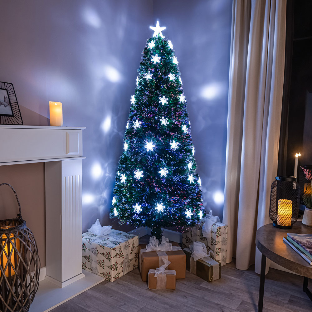The Christmas Centre 58 Cool White LED Green Fibre Optic Artificial Xmas Tree 6ft Image 7