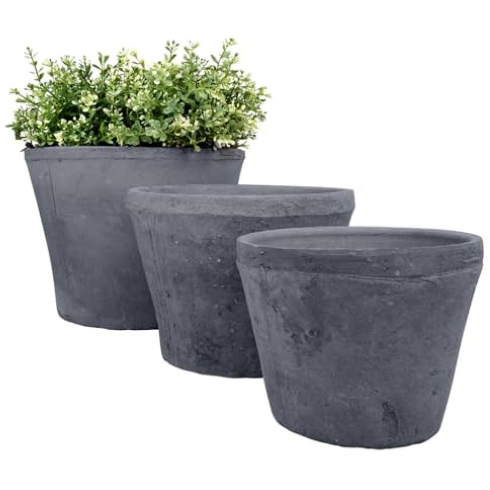 Fallen Fruits Grey Terracotta Round Pot 25.7cm 3 Pack Image 1