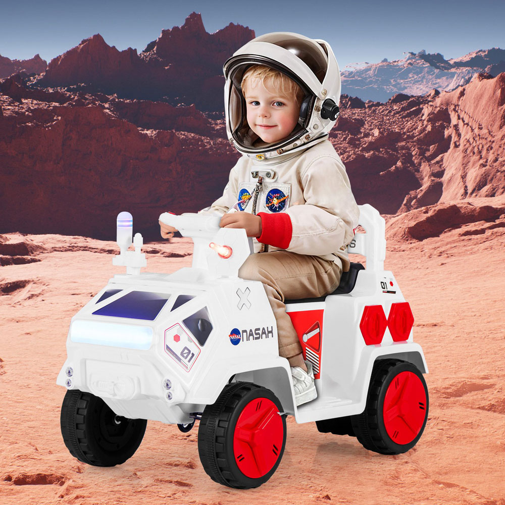 Costway Kids White and Red Ride On Car with Music with Radar and Alarm Button 6V Image 2