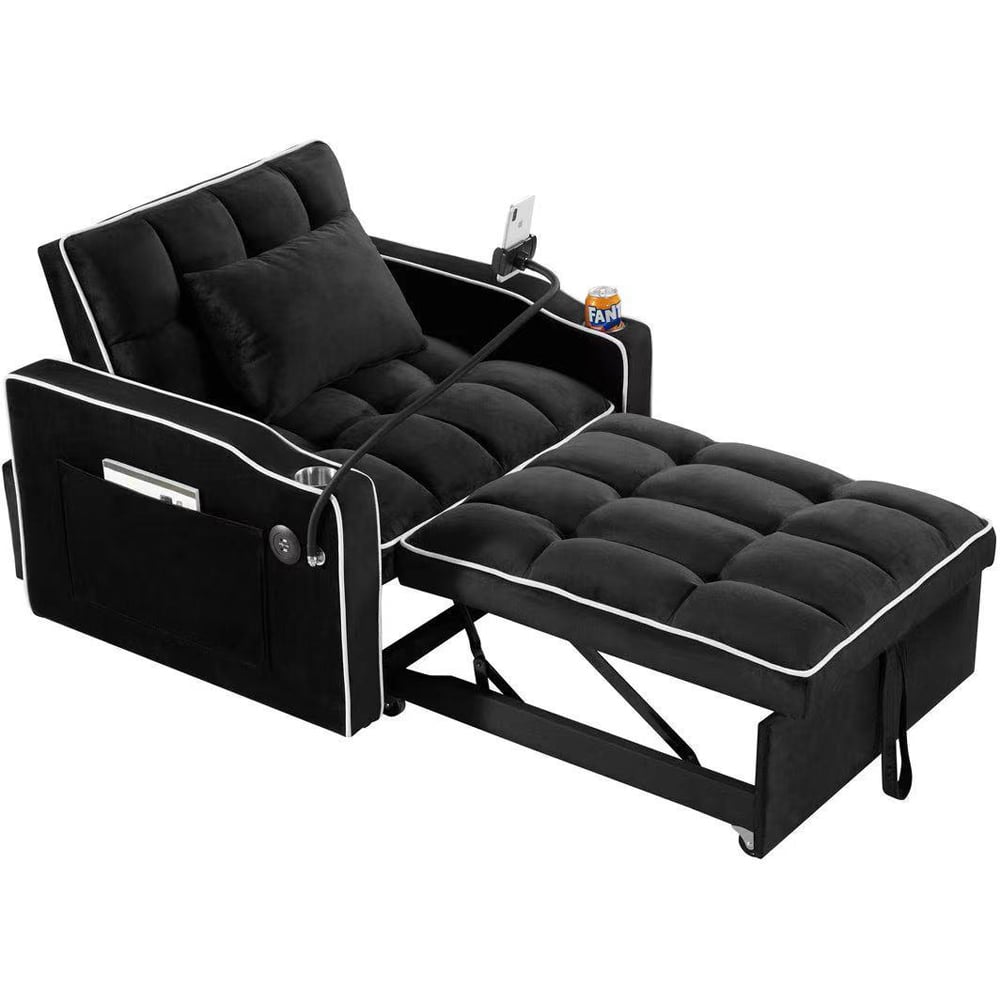 Kosy Koala Convertible Black Sofa Sleeper Chair Image 3