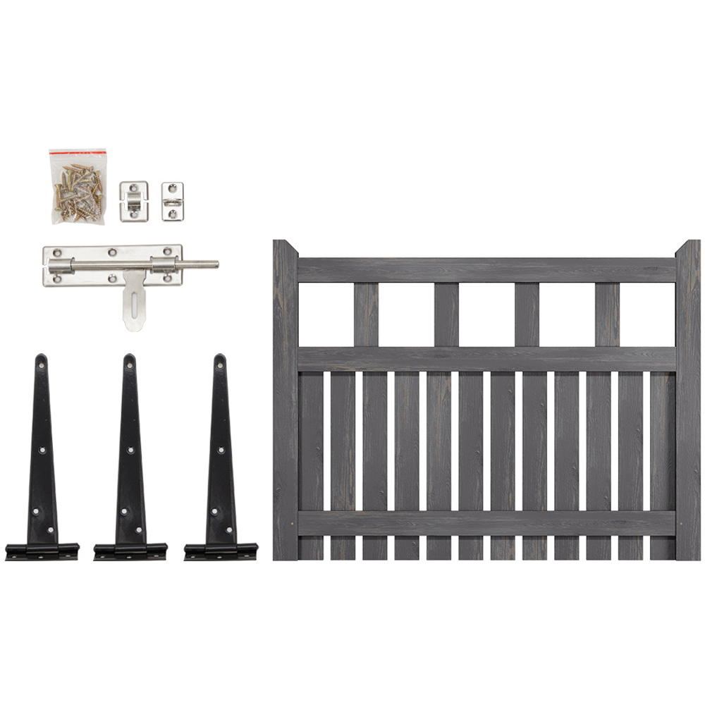 Living and Home Grey Wooden Garden Fence Door 120 x 90cm Image 4