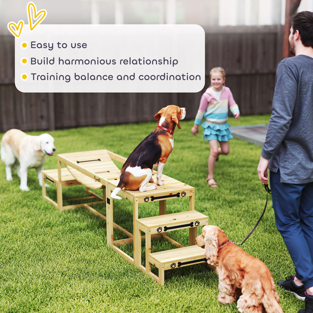 PawHut 3 Piece Natural Wood Dog Agility Training Equipment Image 6