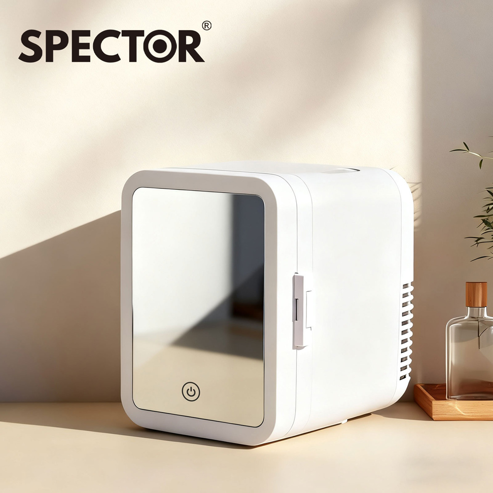 Spector White Portable Tabletop Cooler Warmer Mini Fridge with LED Makeup Mirror 5L Image 8