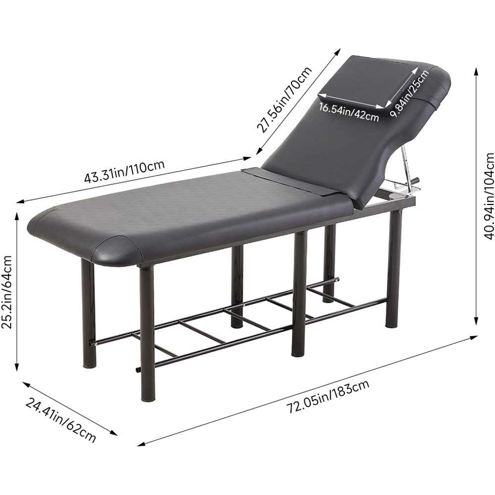 Living and Home Black Adjustable Back Massage Bed with Storage Shelf Image 9