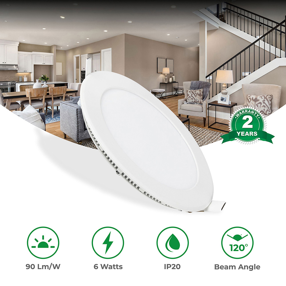 ENER-J 6W 4000K Recessed Round LED Mini Panel 2 Pack Image 5