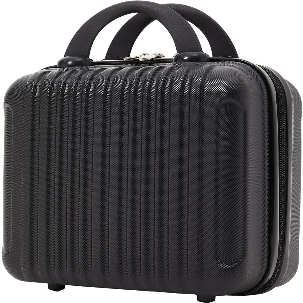 H&O Direct 2 Piece Black ABS Suitcase Set with Makeup Case Image 4
