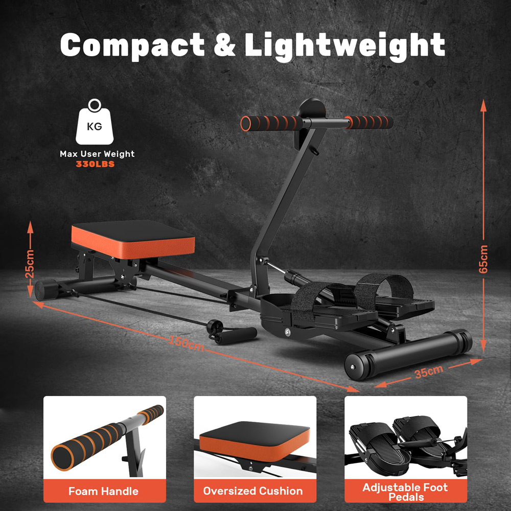 Rattrix Black 12-Level Resistance Hydraulic Rowing Machine Image 6