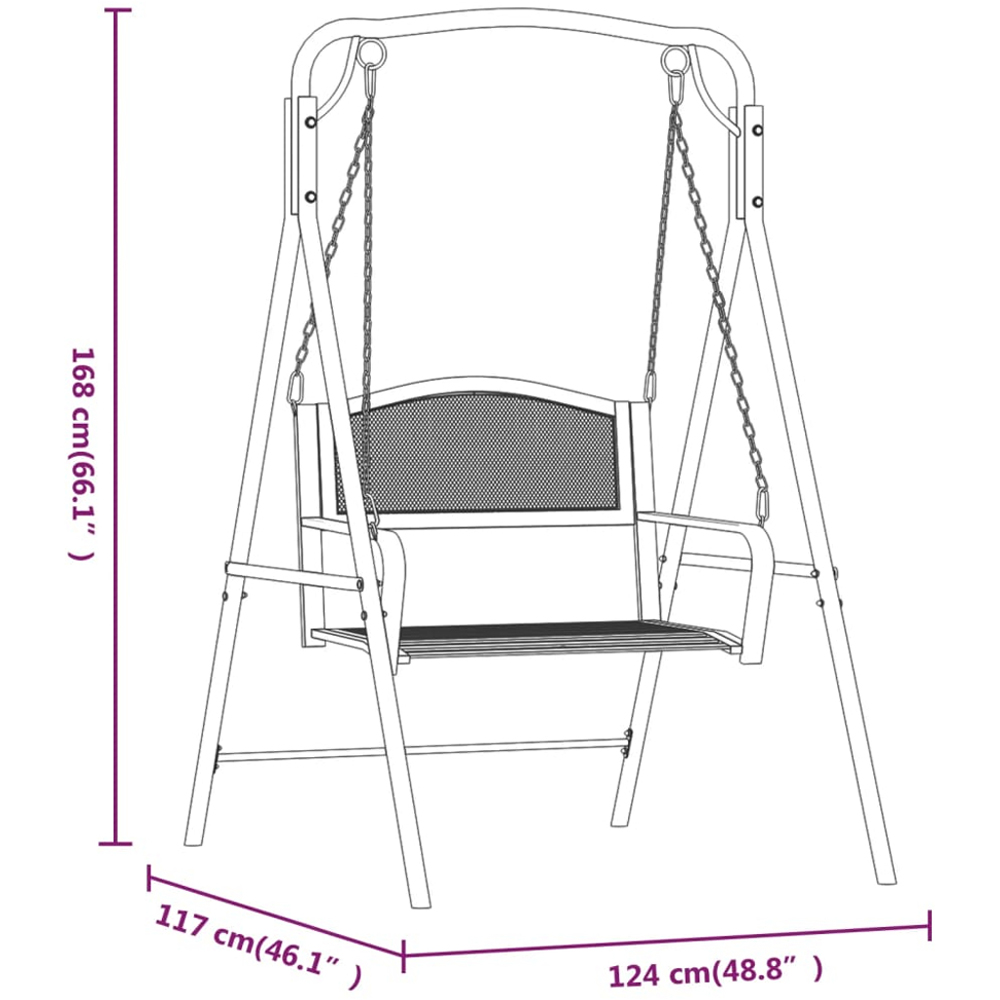 vidaXL 2 Seater Black Steel Swing Bench Image 8