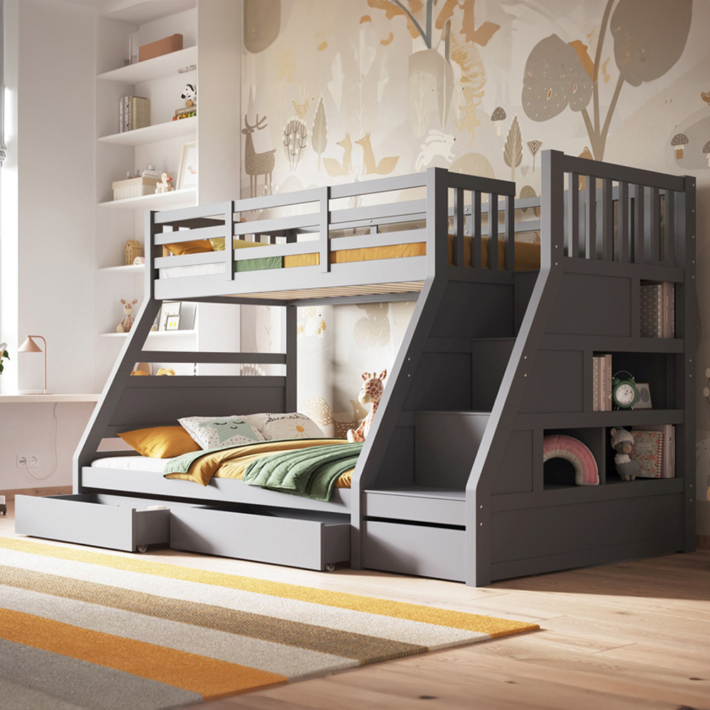 Flair Lunar Triple Sleeper Grey 3 Drawer Bunk Bed Image 1