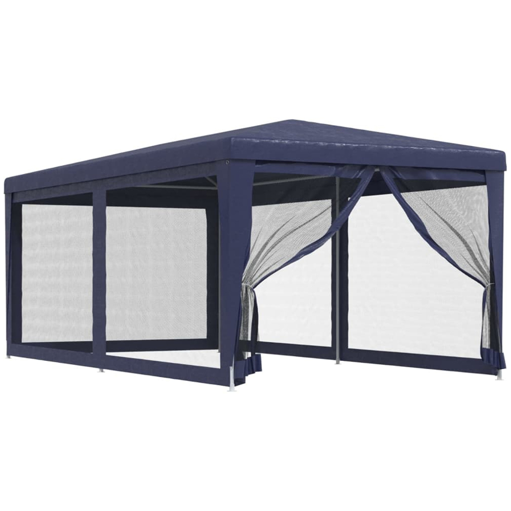 vidaXL 3 x 6m Blue Party Tent with Mesh Sidewalls Image 2