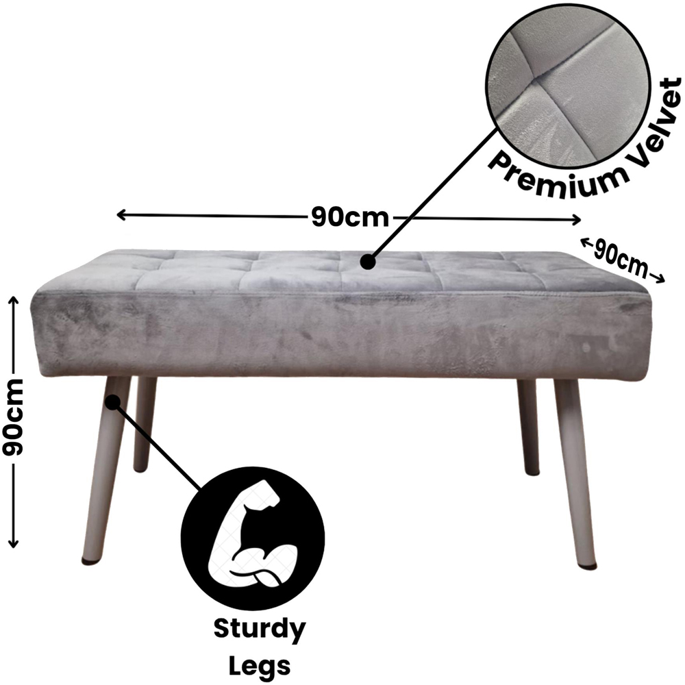Kosy Koala 6 Seater Velvet Wooden Rectangle Dining Set with Bench Grey Image 6