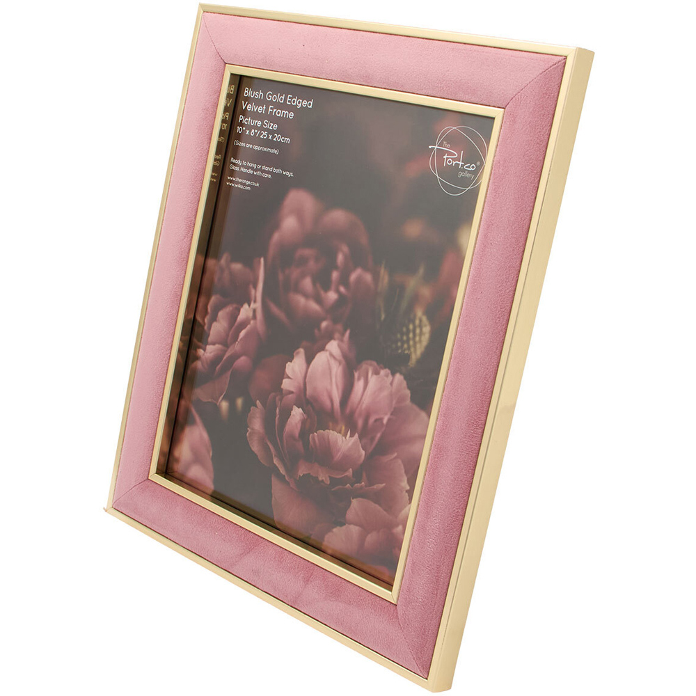 Gold Edged Velvet Photo Frame Blush 10 x 8 inch Image 3