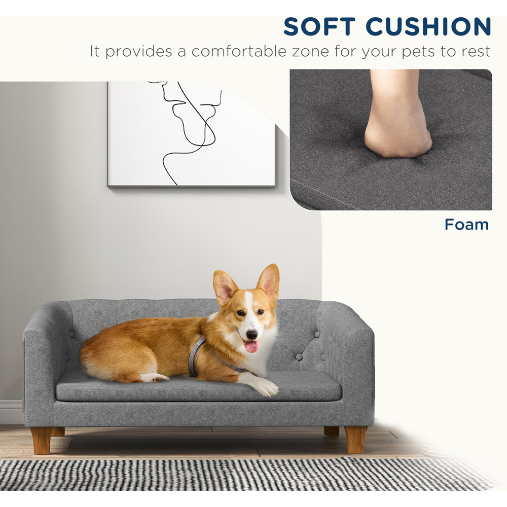 PawHut Grey Small and Medium Dogs Elevated Pet Sofa Image 7