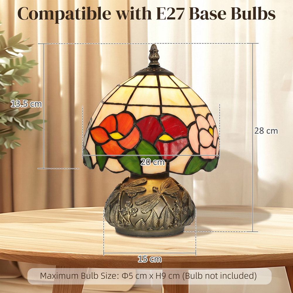 HOMCOM Stained Glass Bedside Lamp Image 9
