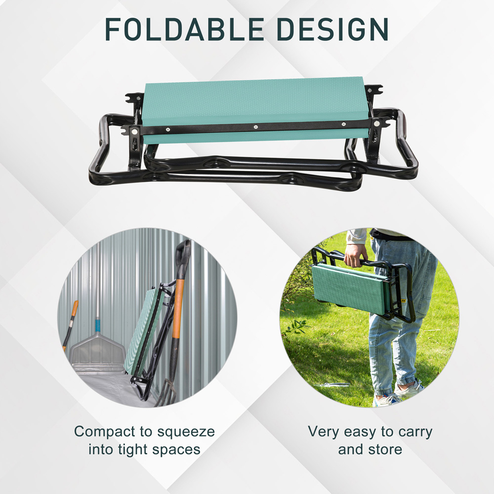 Outsunny 2-in-1 Green Foam Pad Foldable Garden Bench and Kneeling Pad Image 6