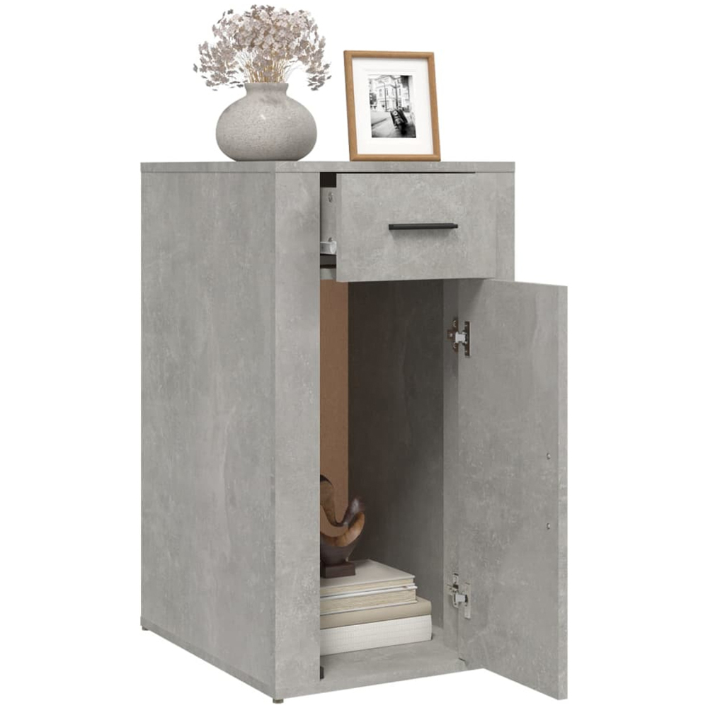 vidaXL Single Door Single Drawer Concrete Grey Wooden Desk Cabinet Image 5