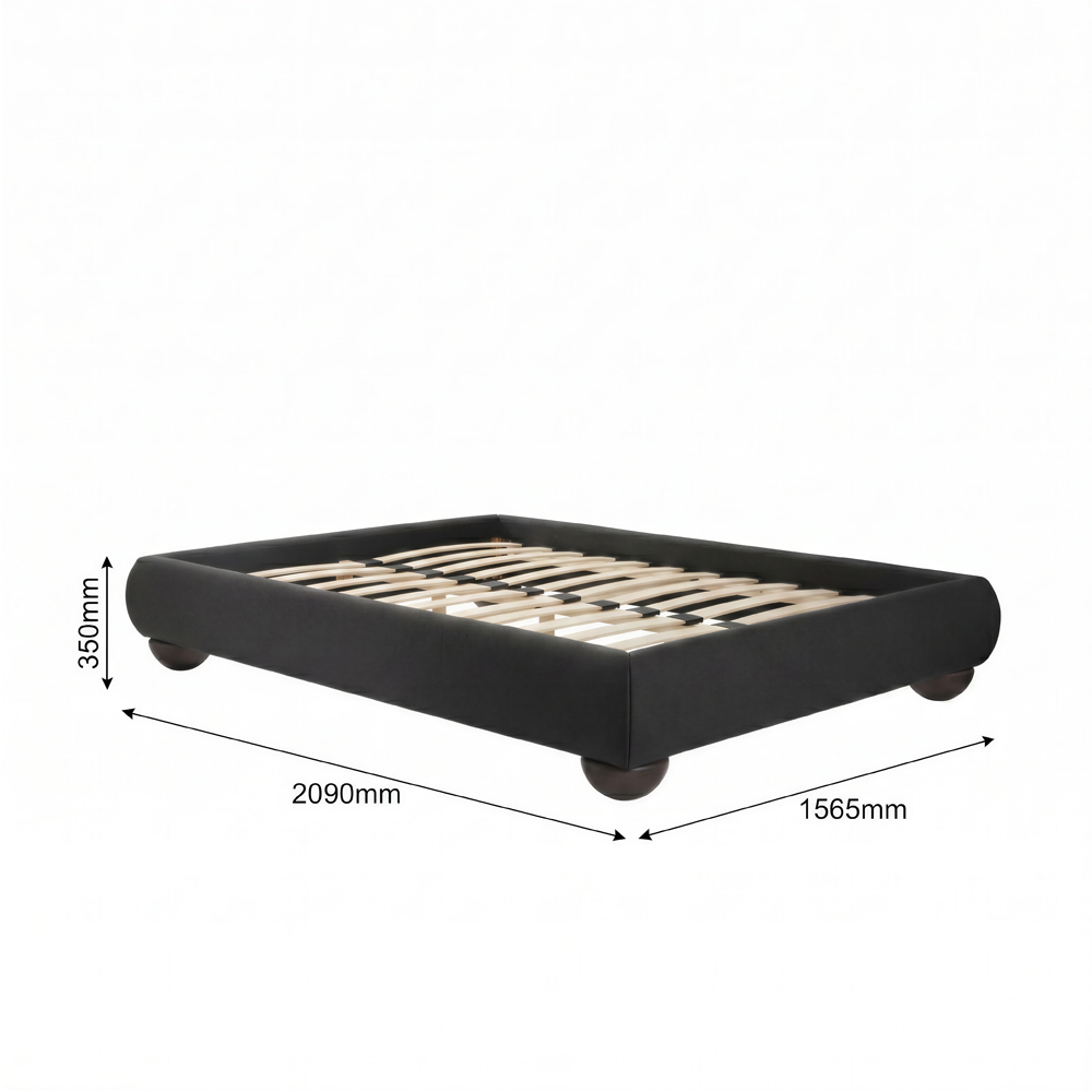 LPD Home Soller Deep Charcoal Double Chenille Tweed Fabric Bed Image 5